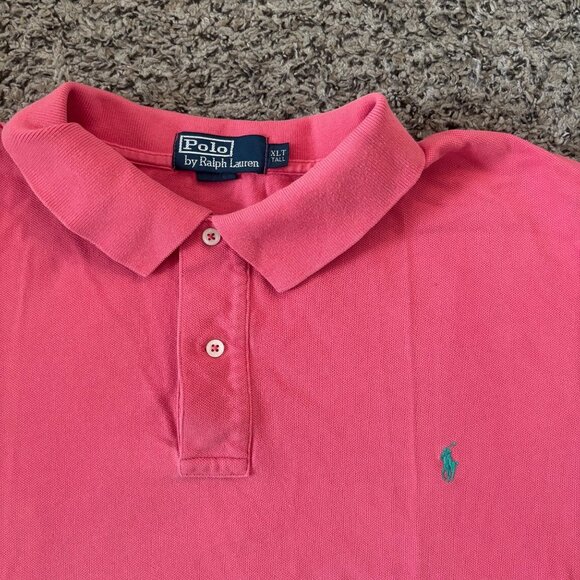 Polo Ralph Lauren Mens XLT Pink Short Sleeve Polo Shirt Embroidered Logo Cotton - Picture 3 of 5